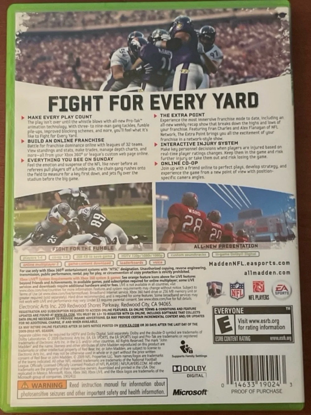 Madden NFL 10 Microsoft Xbox 360 EA Sports Electronic Arts Football Everyone